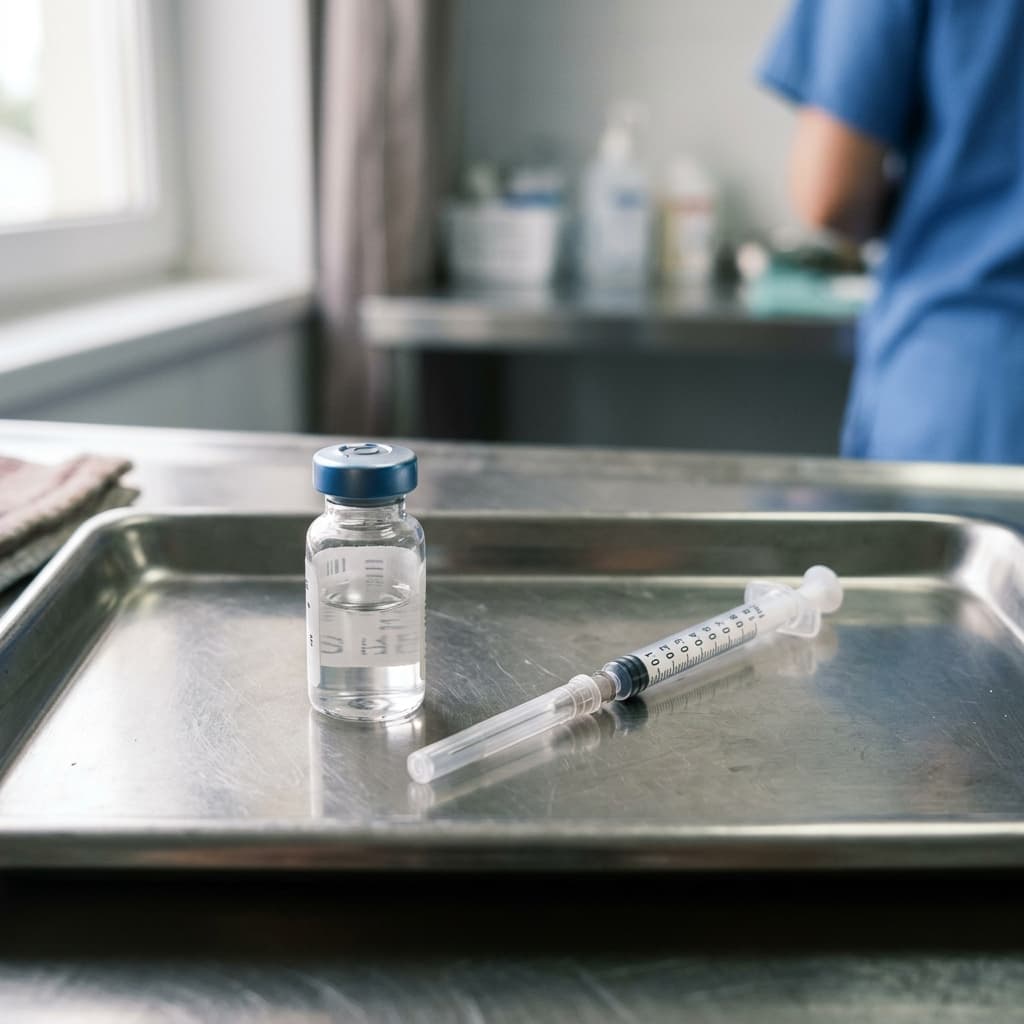 Vaccine vial and syringe